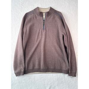 Tommy Bahama Reversible 1/4 Zip Sweater Men Size XL Pullover Cotton Sweater
